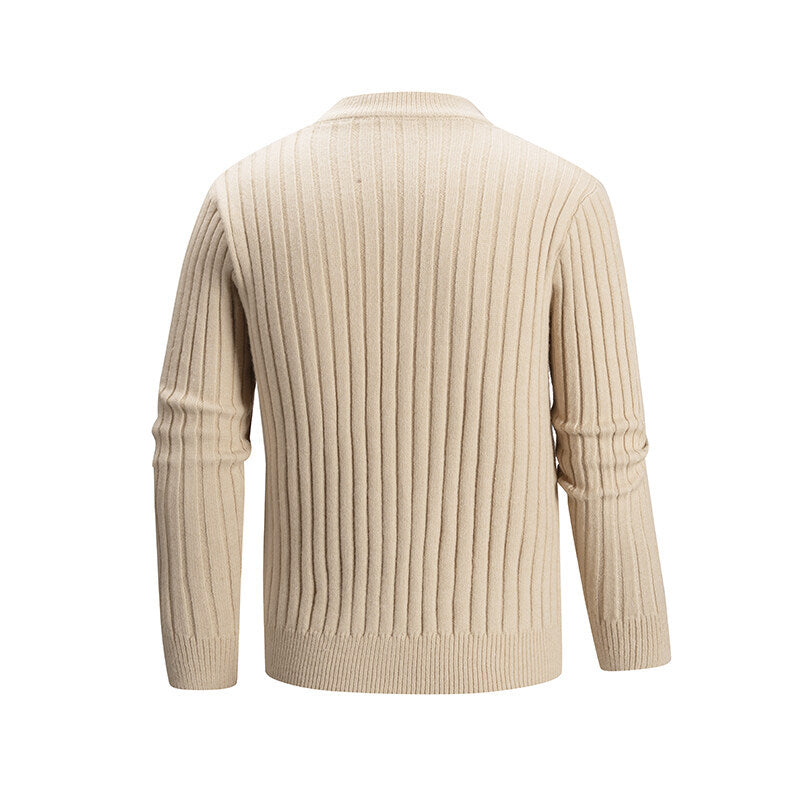 Men's Fine Cable Knit Pullover with Short Stand-Up Collar and Raglan Sleeves Mune Fashion