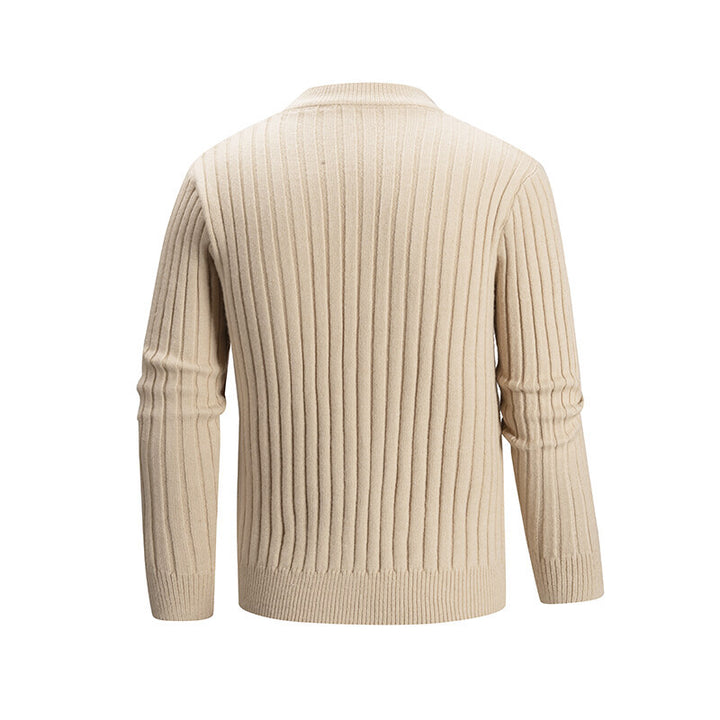 Men's Fine Cable Knit Pullover with Short Stand-Up Collar and Raglan Sleeves Mune Fashion