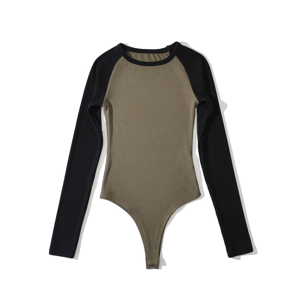 Women's raglan bodysuit with long sleeves, ribbed texture and snap closure Mune Fashion