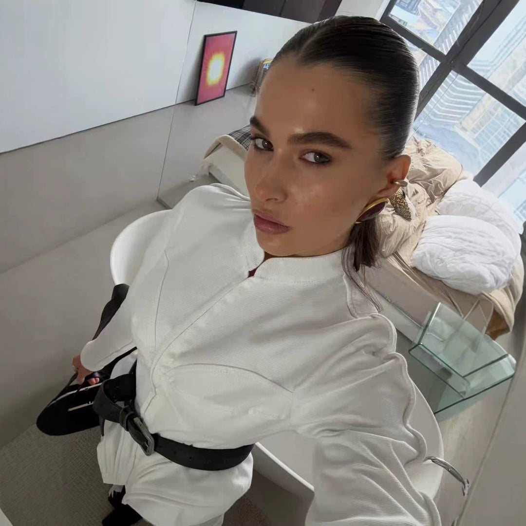 Ladies Shaping Corset Jacket with Tailored Cut and Stand-Up Collar Mune Fashion