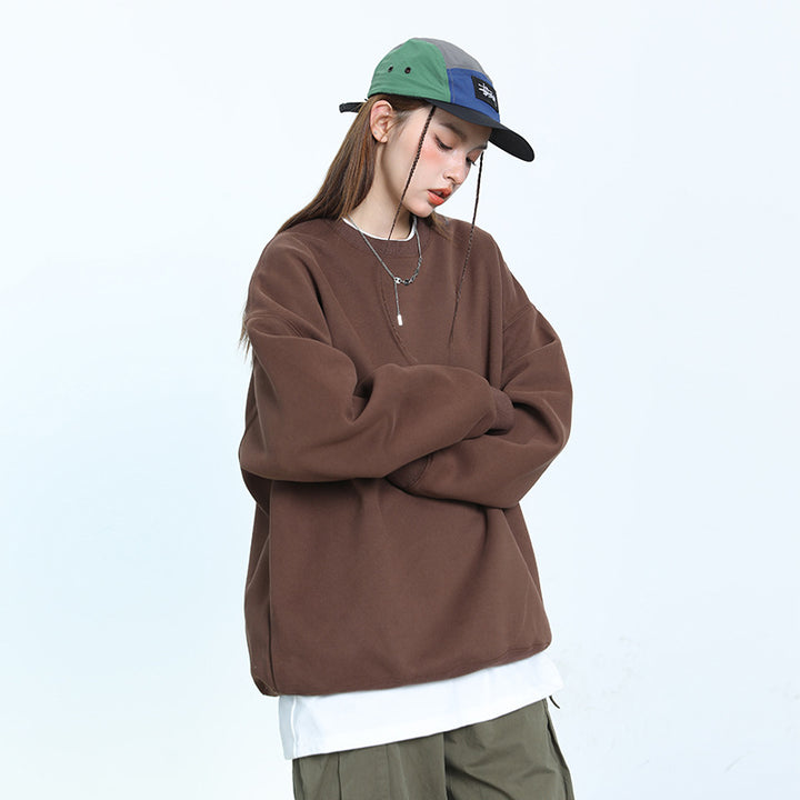 Unisex Oversize Cotton Sweatshirt with Round Neck and Wide Cuffs Mune Fashion