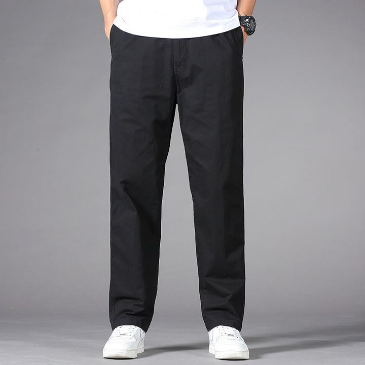 Men's Casual Relaxed-Fit Chino Pants made of Cotton Blend with Elastic Waistband Mune Fashion