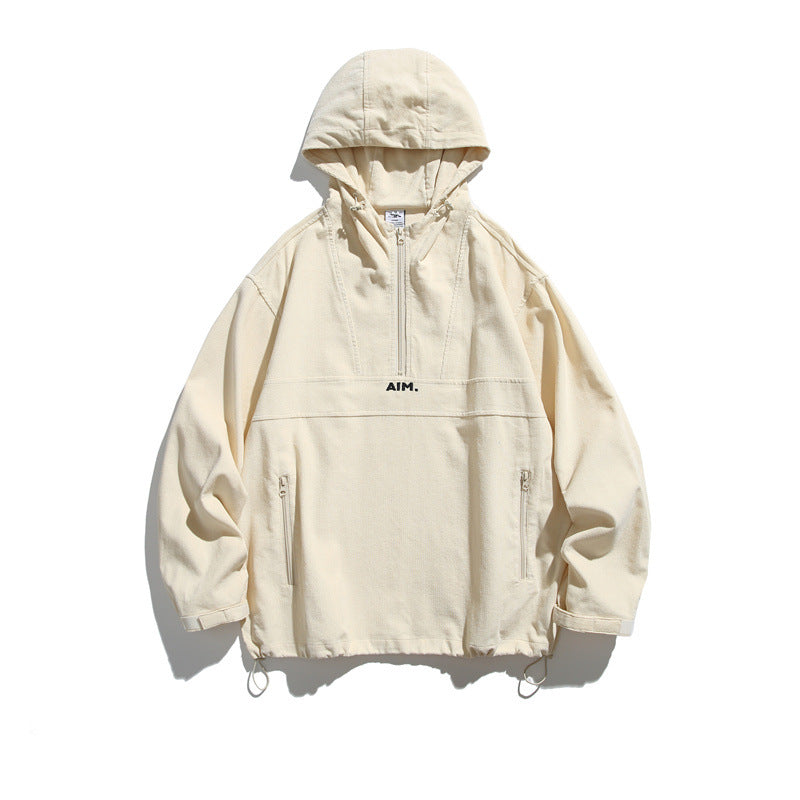 Unisex Oversize Hooded Anorak with Half Zip, Drawstring and Zipper Pockets Mune Fashion