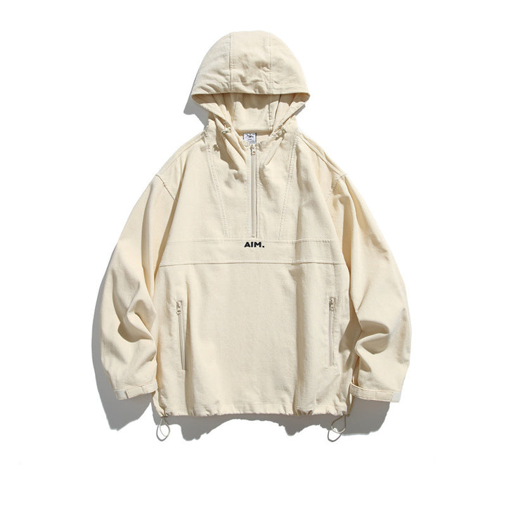 Unisex Oversize Hooded Anorak with Half Zip, Drawstring and Zipper Pockets Mune Fashion