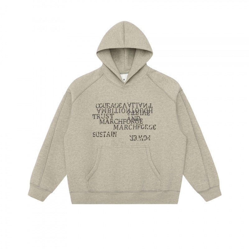 Unisex Oversize Hoodie with typographic Mirror Print, kangaroo pocket and raglan sleeves Mune Fashion