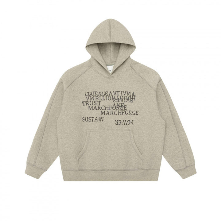 Unisex Oversize Hoodie with typographic Mirror Print, kangaroo pocket and raglan sleeves Mune Fashion