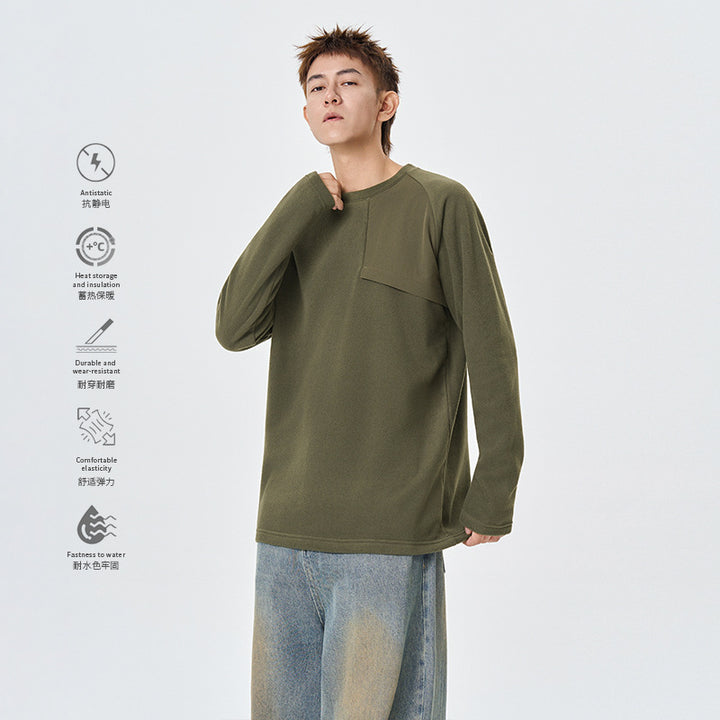 Herren Fleece-Langarmshirt mit asymmetrischer Brustpasse und leichtem Stretch Mune Fashion