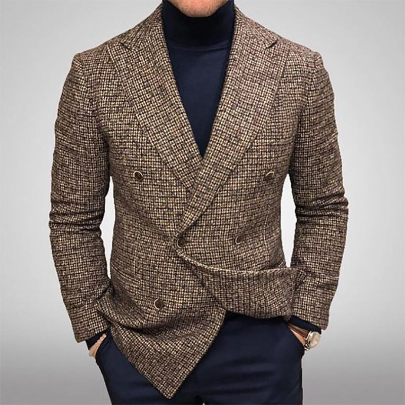 Men's Double-Breasted Textured Blazer with Tailored Fit Mune Fashion
