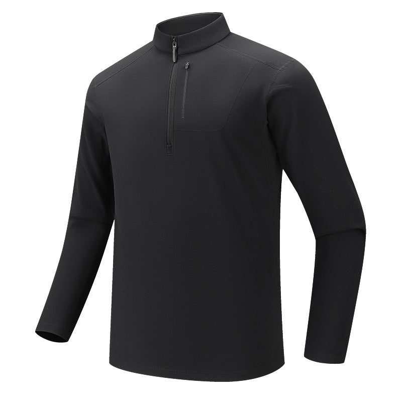 Men's Functional Long Sleeve Training Top with Stand-Up Collar and Zip Arm Pocket Mune Fashion