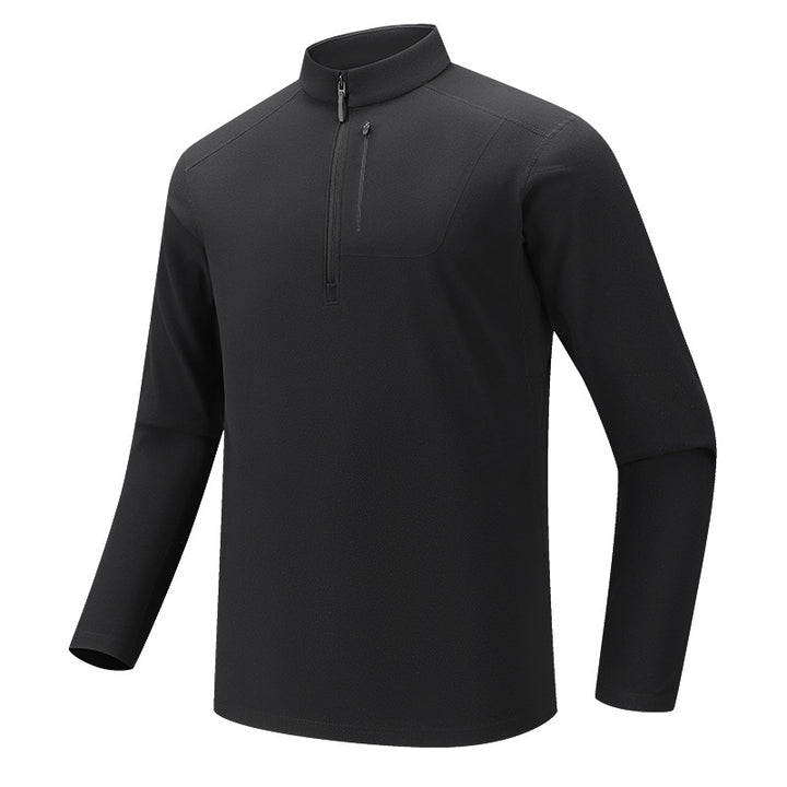 Men's Functional Long Sleeve Training Top with Stand-Up Collar and Zip Arm Pocket Mune Fashion