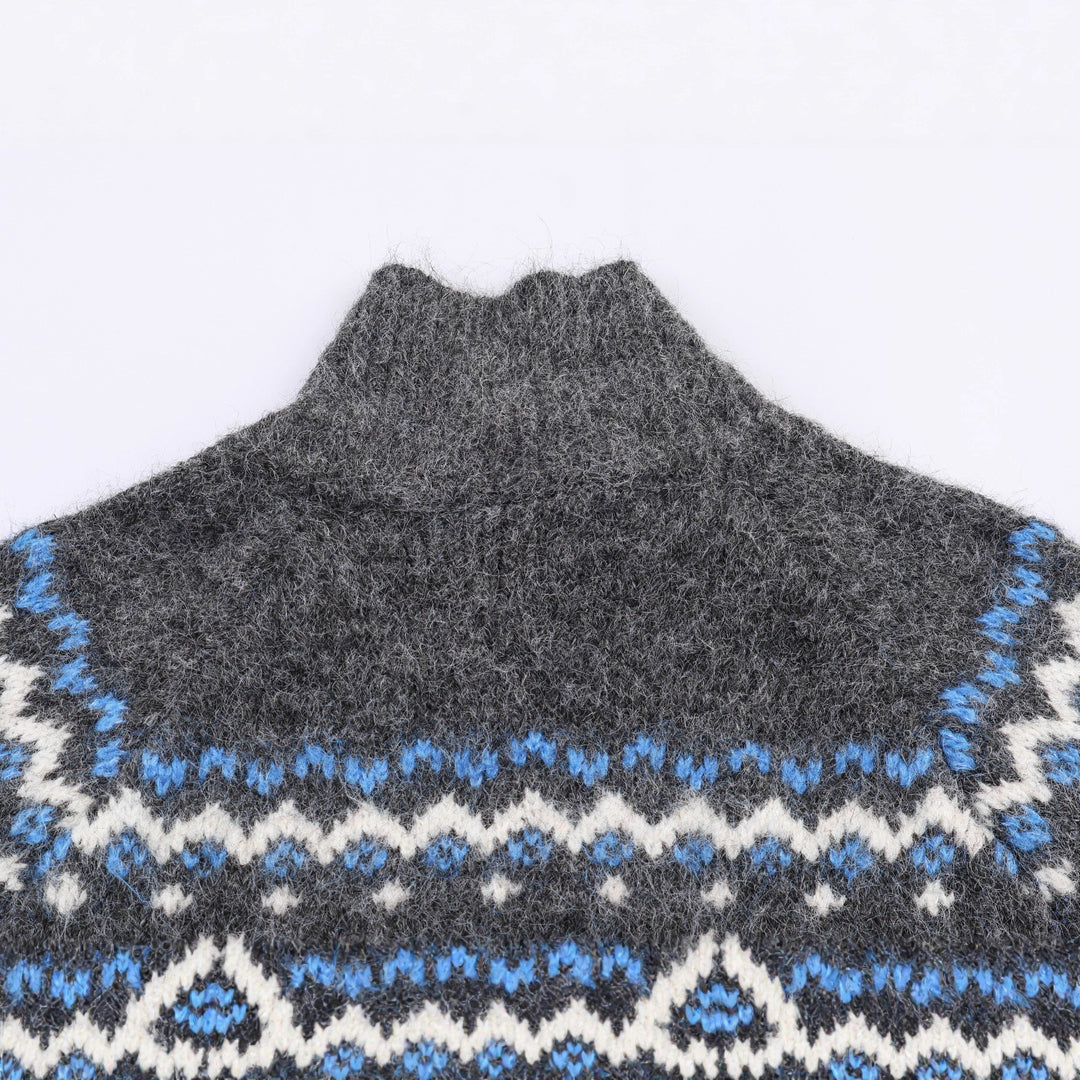 Women's knit cardigan with Norwegian pattern and high roll neck Mune Fashion
