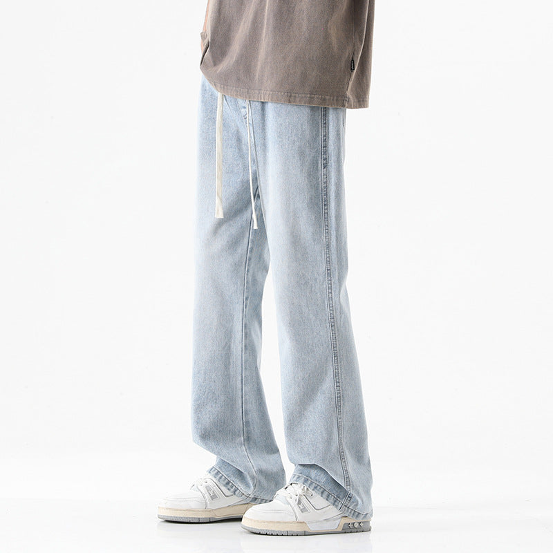 Men's Floor-Length Stonewashed Baggy Jeans with Extra Wide Leg and Low Crotch Mune Fashion