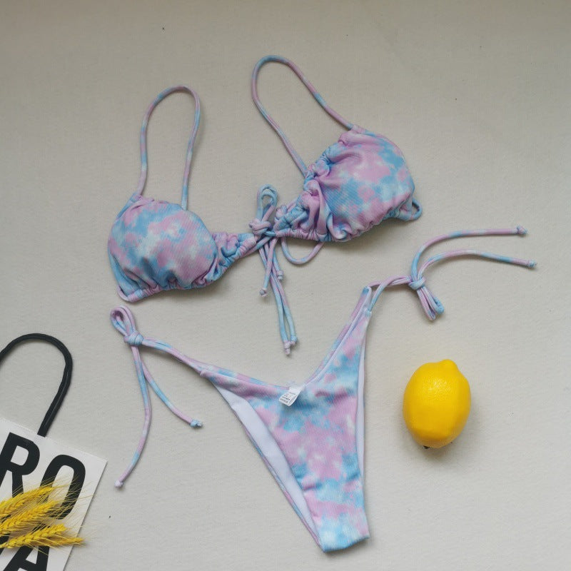 Women's Triangle Bikini Set with playful ties and stylish color contrast Mune Fashion