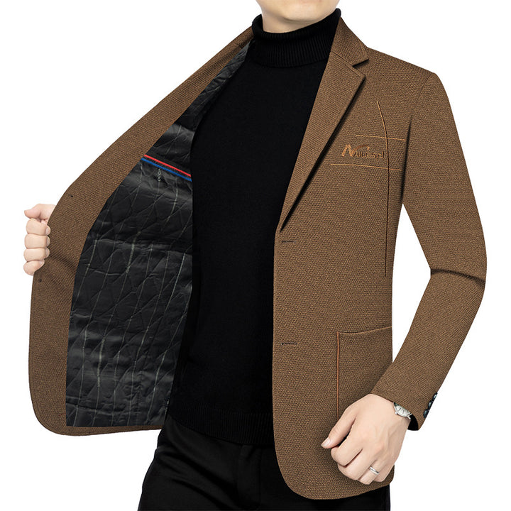 Men's elegant half-lined structured blazer with quilted thermal lining and patch pockets Mune Fashion