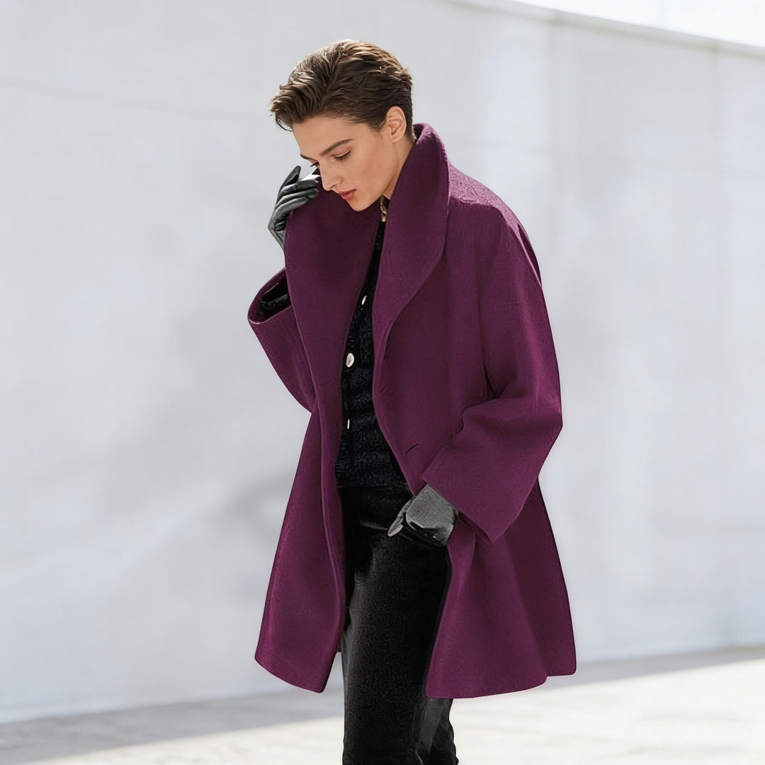 Windproof women's coat with shawl collar