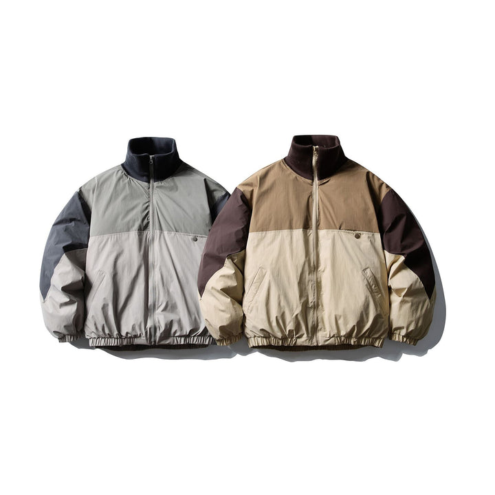 Men's Quilted Boxy Bomber with High Ribbed Collar and Elastic Hem Mune Fashion