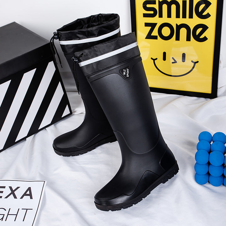 Men's Mid-Height Waterproof Rubber Boots with Contrasting Profile Sole Mune Fashion