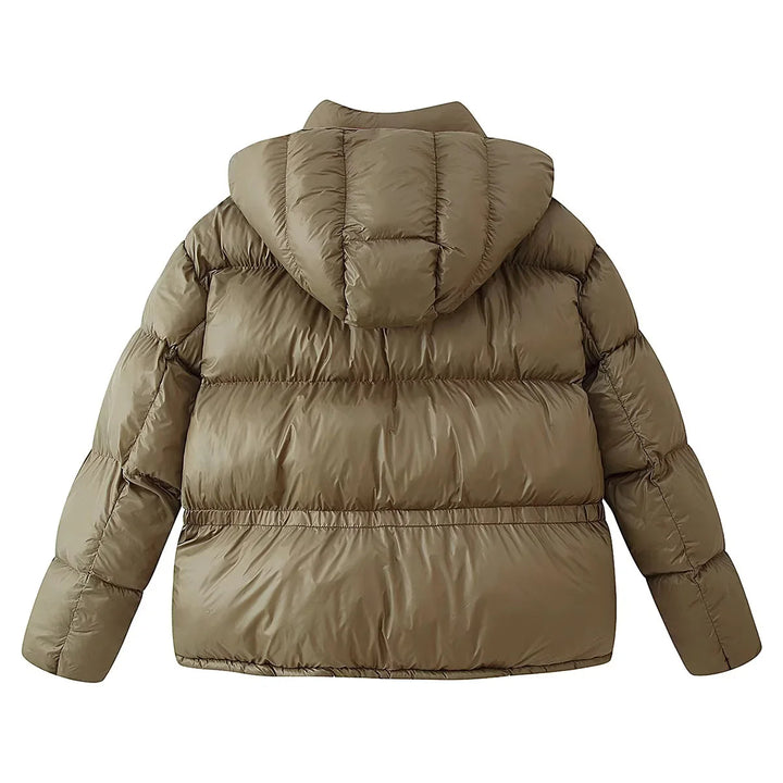 Women nan padded quilted jacket with detachable hood, high collar and large flap pockets Mune Fashion