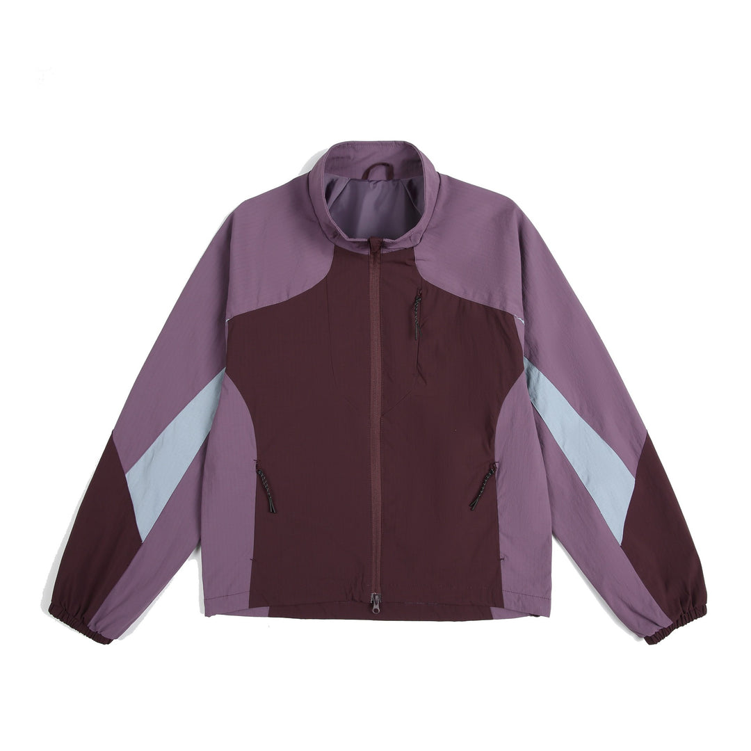 Unisex Lightweight Windbreaker with High Collar, Color Mix Panels and Adjustable Hem Mune Fashion