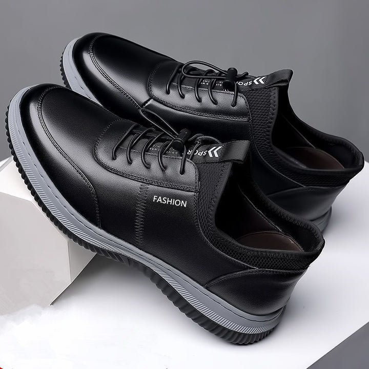 Men's leather look sneakers with shock-absorbing comfort sole and elastic entry Mune Fashion