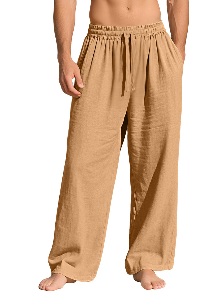 Men's lightweight linen lounge pants with elastic waistband and side pockets Mune Fashion