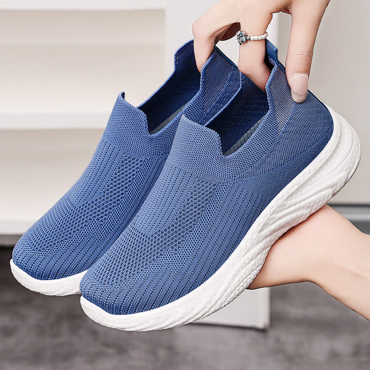 Women's seamless knit slip-on comfort walker with sock-like shaft, reactive memory footbed insert, and flexible EVA lightweight sole Mune Fashion
