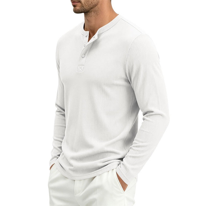 Men's Long Sleeve Waffle Knit Henley Shirt with Button Placket, Thermoregulating and Slim Fit Mune Fashion