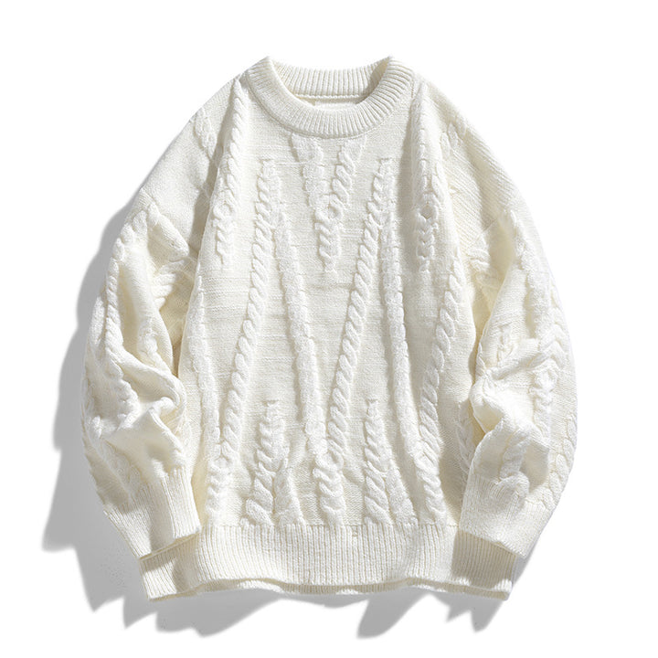 Ladies Elegant Knit Sweater with Classic Cable Pattern Mune Fashion
