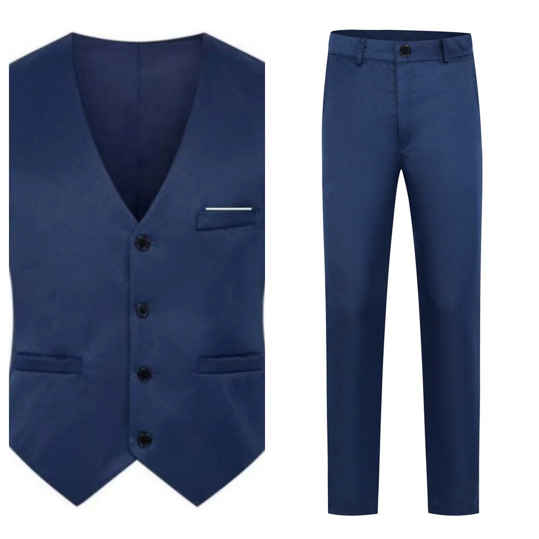 Men's elegant satin vest with V-neck and slim-fit suit trousers Mune Fashion
