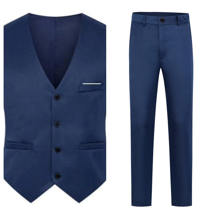 Men's elegant satin vest with V-neck and slim-fit suit trousers Mune Fashion