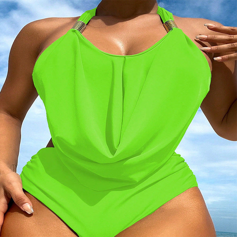 Women's elegant one-piece swimsuit with sophisticated halter neck and shiny details Mune Fashion