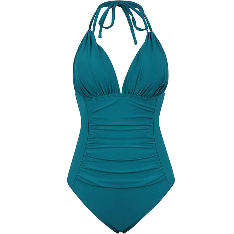 Ladies' One-Piece Swimsuit with Figure-Shaping Ruffle Design Mune Fashion