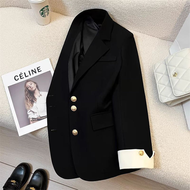 Women Elegant Blazer with Golden Buttons Mune Fashion