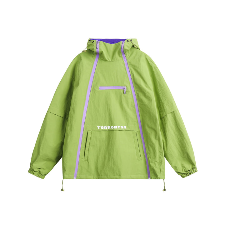 Unisex Technical Oversize Anorak with Hood, Zipper Details and Kangaroo Pocket Mune Fashion