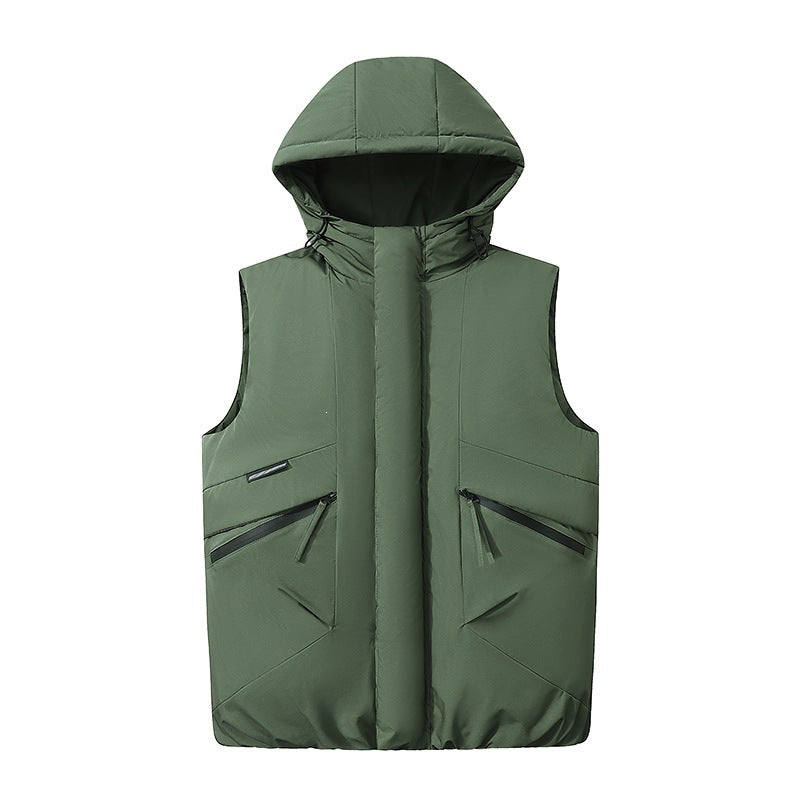 Men's Padded Hooded Quilted Vest in Technical Urban Look with Concealed Zipper & Utility Pockets Mune Fashion