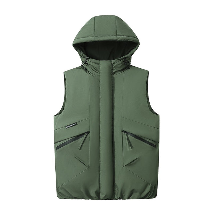 Men's Padded Hooded Quilted Vest in Technical Urban Look with Concealed Zipper & Utility Pockets Mune Fashion