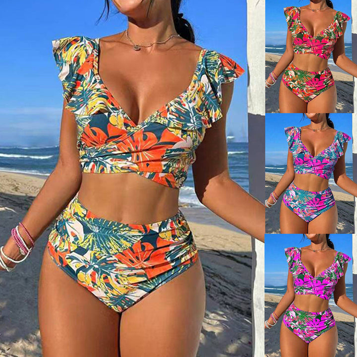Ladies high-waisted bathing bikini with playful ruffle details Mune Fashion