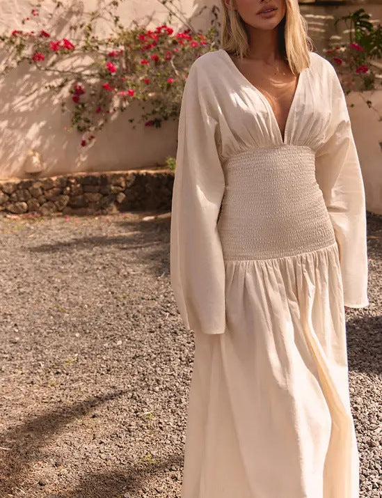 Women Elegant Maxi Dress with Peplum and Ruffle Details Mune Fashion