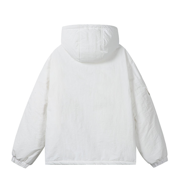 Unisex Short Boxy Padded Hooded Jacket with Sleeve Utility Pocket and Side Insertion Pockets Mune Fashion