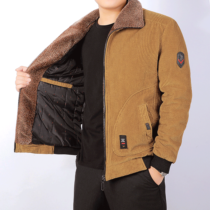 Men's Casual Cord Jacket with Fleece Lining Mune Fashion