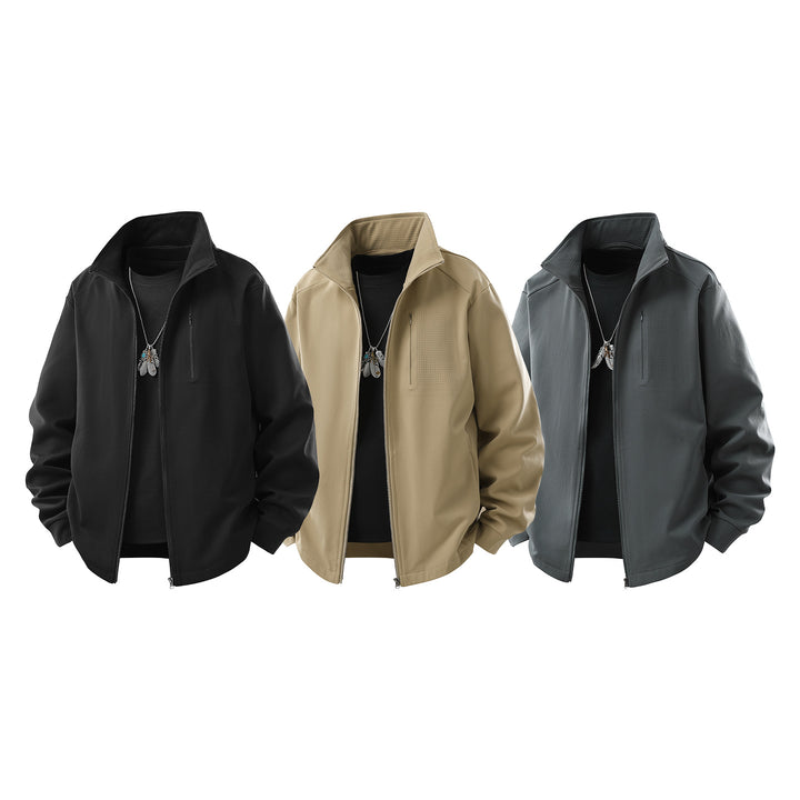 Men's Technical Softshell Training Jacket with Stand-up Collar, Chest Zip and Breathable Structure Mune Fashion