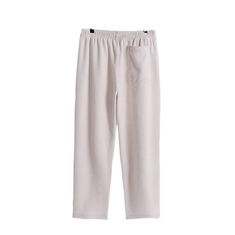 Women’s corduroy pants with elastic waistband, wide leg and side pockets Mune Fashion