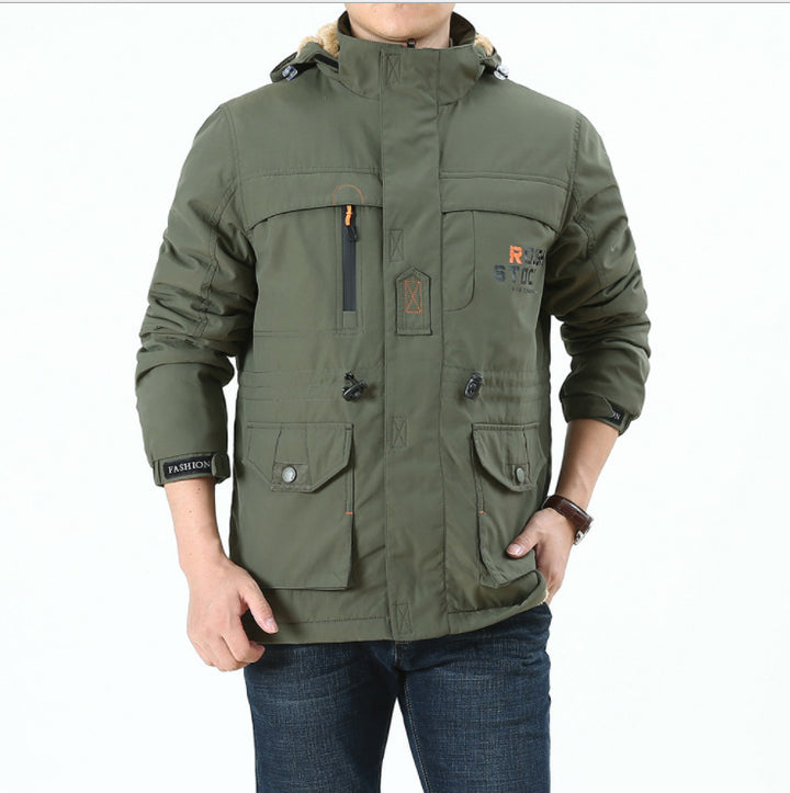 Men's Thermally Insulated Field Parka with Teddy Lining, Hood and Multifunction Pockets Mune Fashion