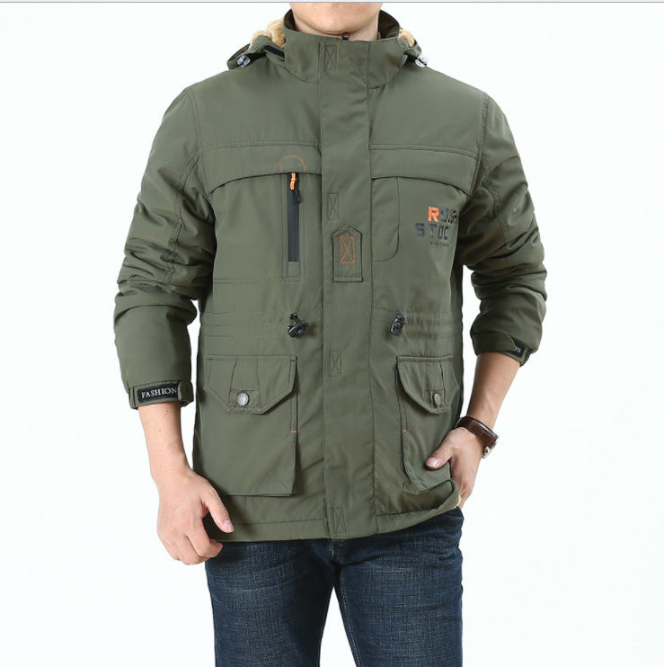 Men's Insulated Field Parka in Utility Style with Teddy Fleece Inner Collar, Hood, and Multi-Pockets Mune Fashion