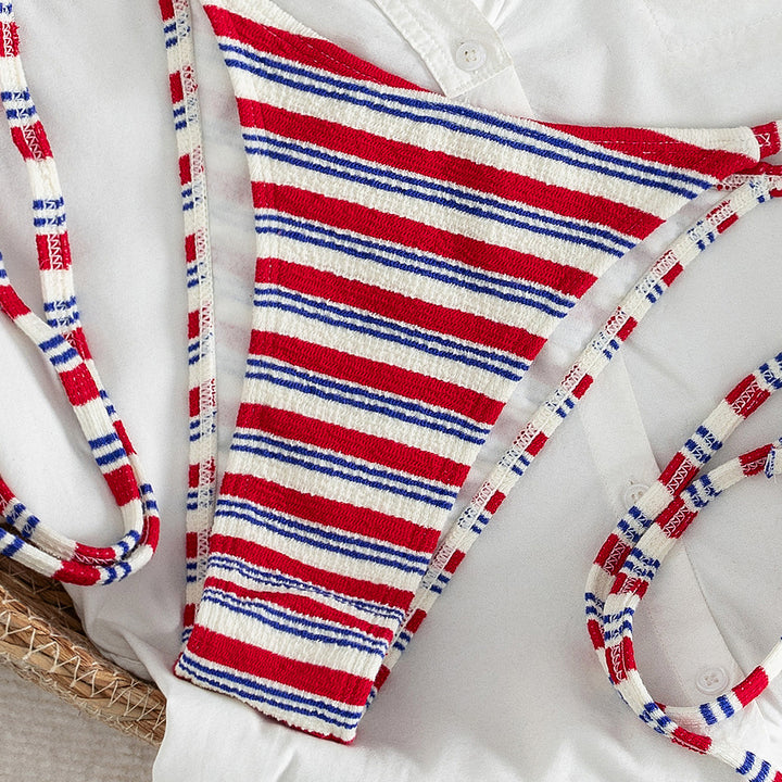 Women's Triangle Bikini with playful striped pattern Mune Fashion