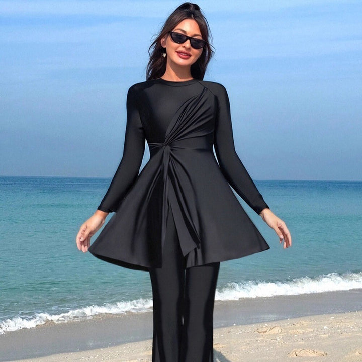 Women's Elegant Asymmetrical Swimsuit with Draping Mune Fashion