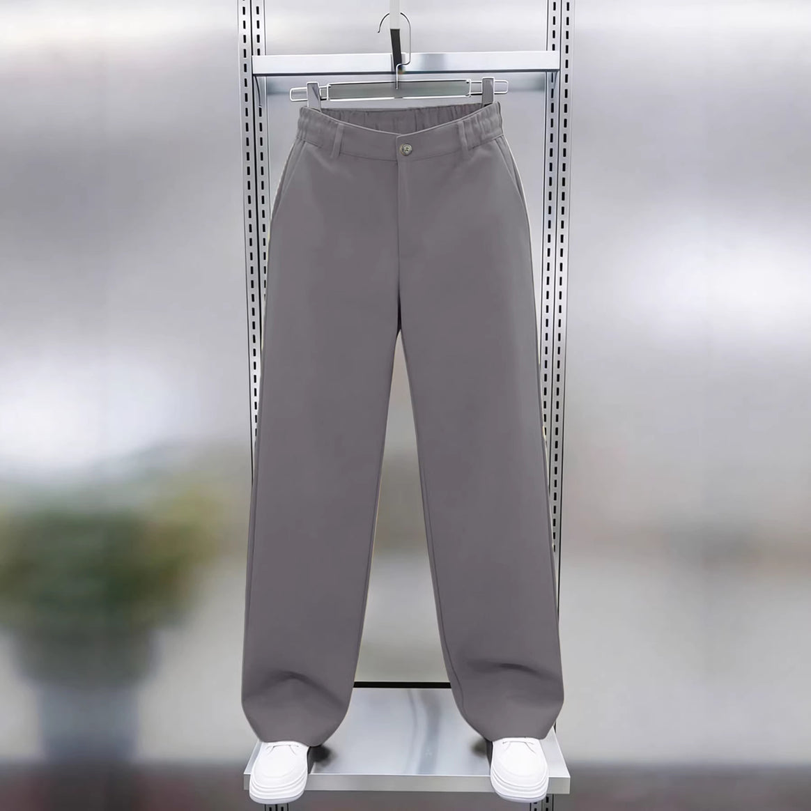 Men's Wide Chino Pants with High Waist and Elastic Back Waistband Mune Fashion