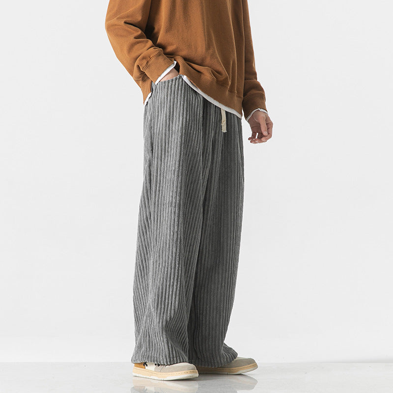 Men's loosely cut corduroy pants with drawstring waistband and distinctive ribbed texture Mune Fashion