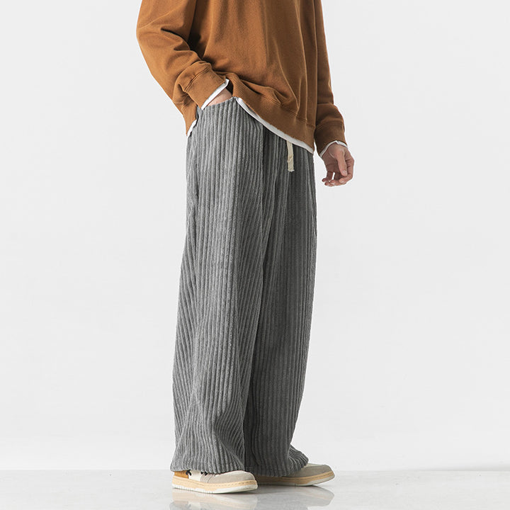 Men's loosely cut corduroy pants with drawstring waistband and distinctive ribbed texture Mune Fashion