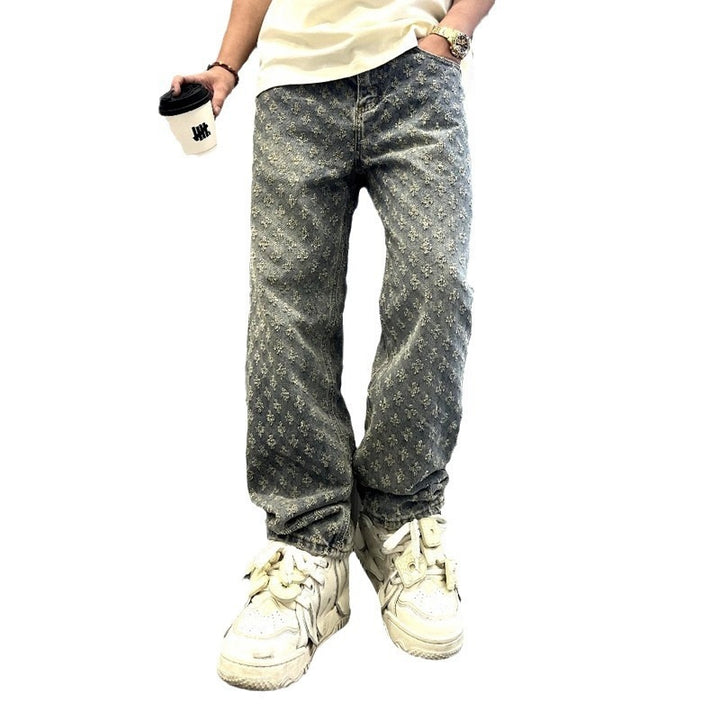 Men's Stylish Relaxed Fit Jeans with Floral Pattern Mune Fashion